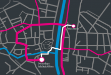 Schematic map of Olten with Streets and Walking Paths